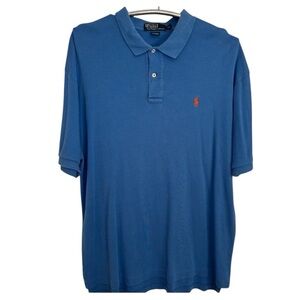 Ralph Lauren Men's Polo Shirt in Blue with Orange Embroidered Logo